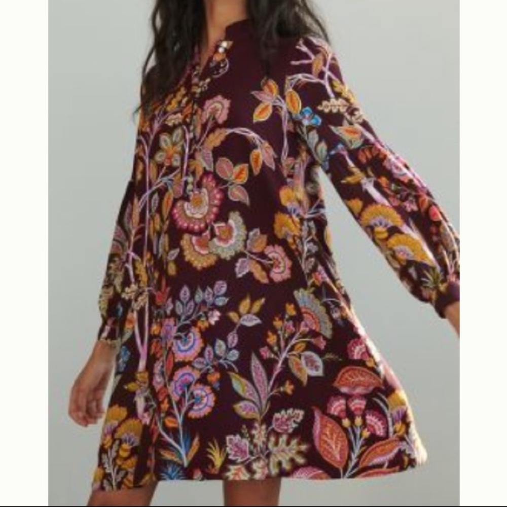 Anthropologie Flowy Long Sleeve Tunic Dress size…